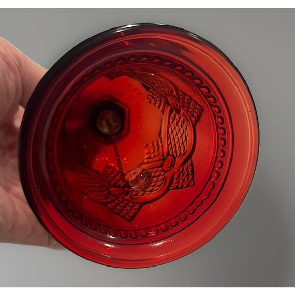 Vintage Avon Bell 1876 Cape Cod Ruby Red Glass Dimple Crimson Scarlet - NICE!! - Picture 4 of 6